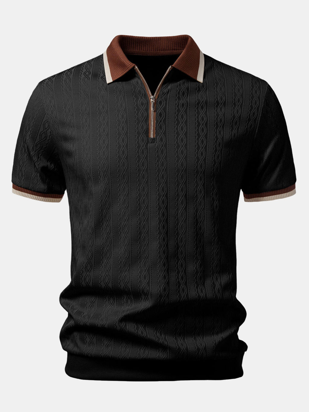 Men's Twisted Jacquard Quarter-Zip Knit Polo