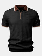 Men's Twisted Jacquard Quarter-Zip Knit Polo