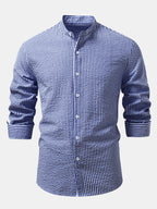 Men's Lightweight Stand Collar Co-Ord – Seersucker Shirt