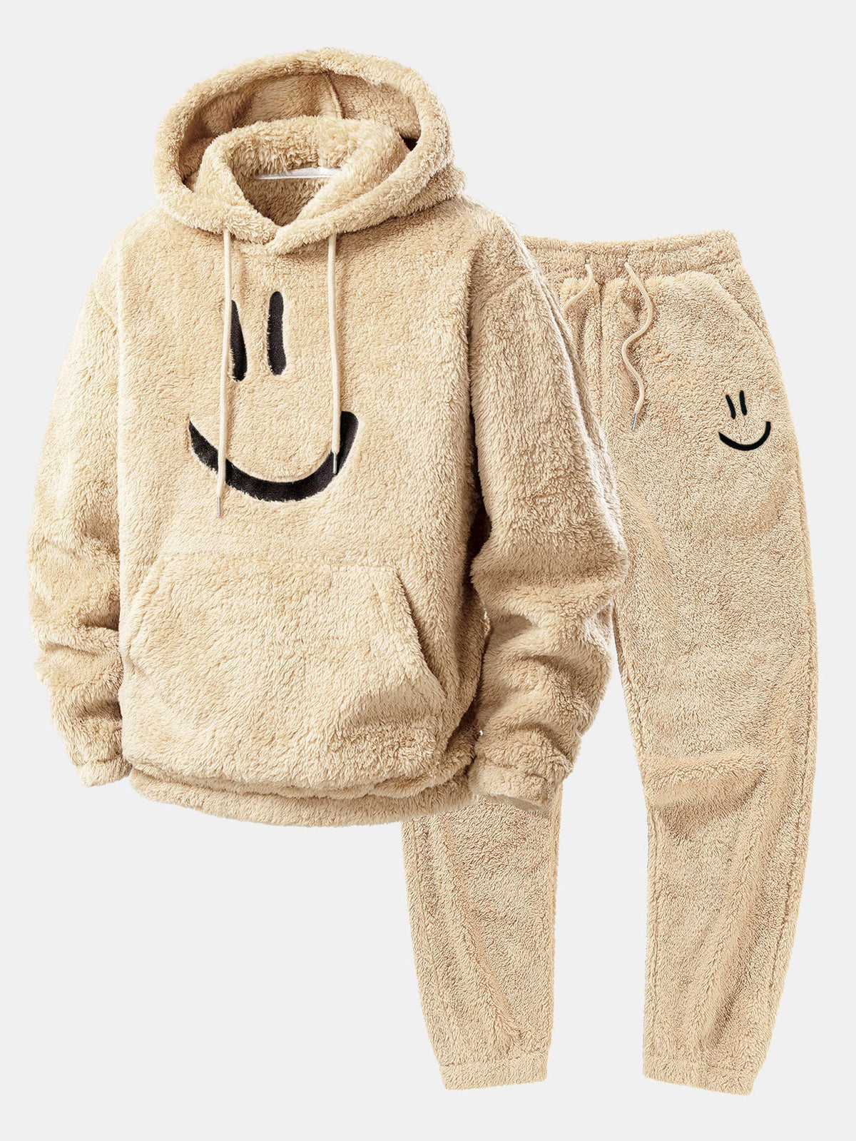 Men's Plush Teddy Tracksuit – Relaxed Hooded Jogger Set