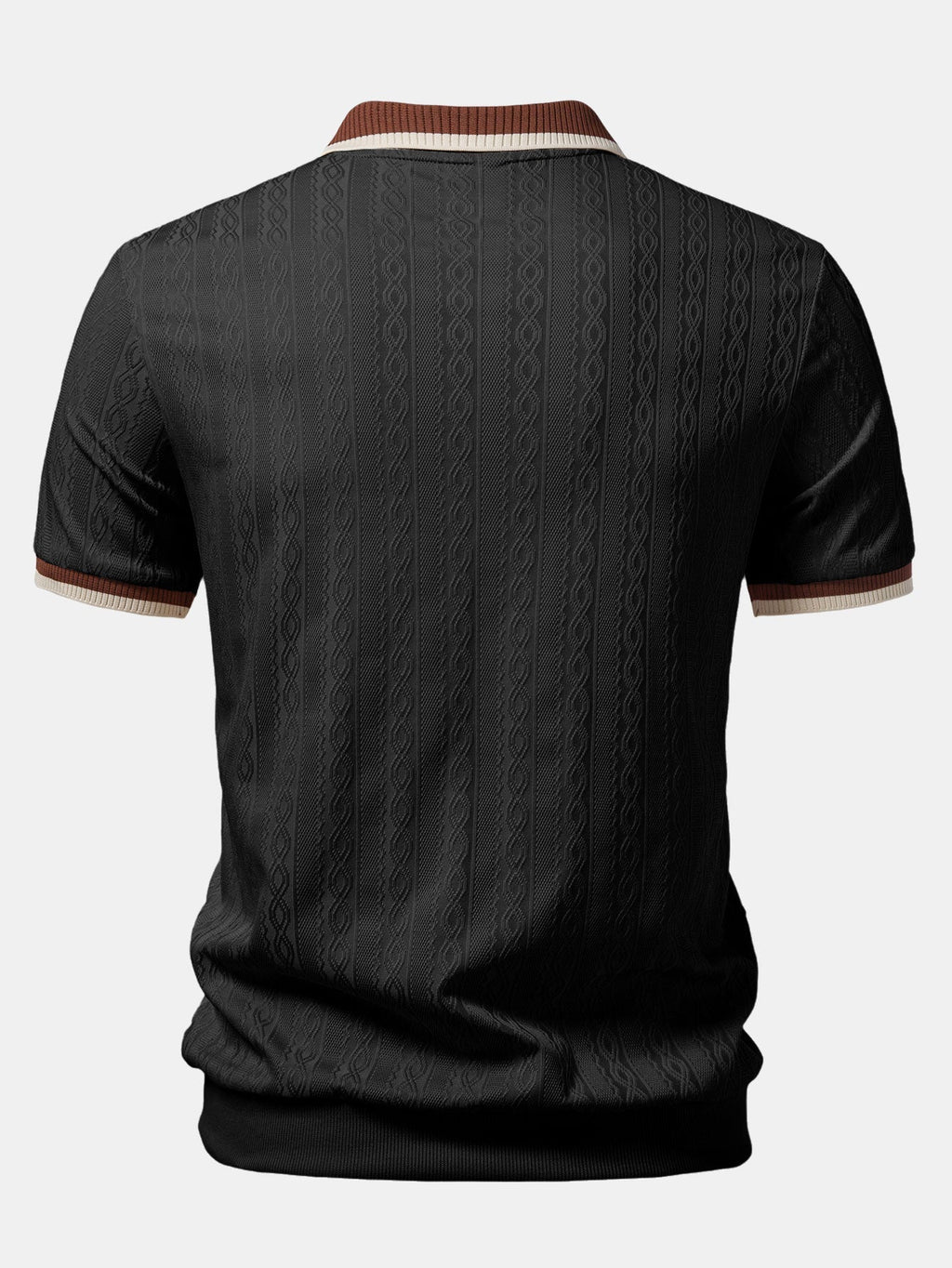 Men's Textured Knit Polo with Quarter Zip – Tailored Fit