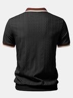 Men's Textured Knit Polo with Quarter Zip – Tailored Fit