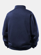 Men's American Flag Print Quarter Zip Sweatshirt with Stand Collar
