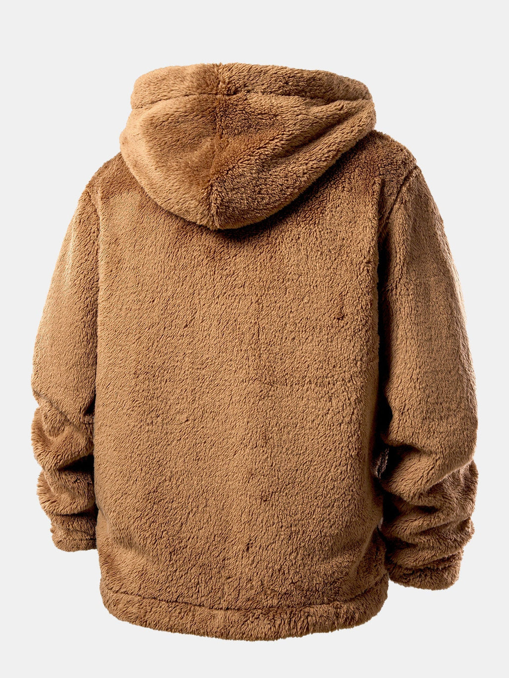 Men's Hooded Teddy Fleece Jacket – Soft Plush Button-Up Winter Outerwear