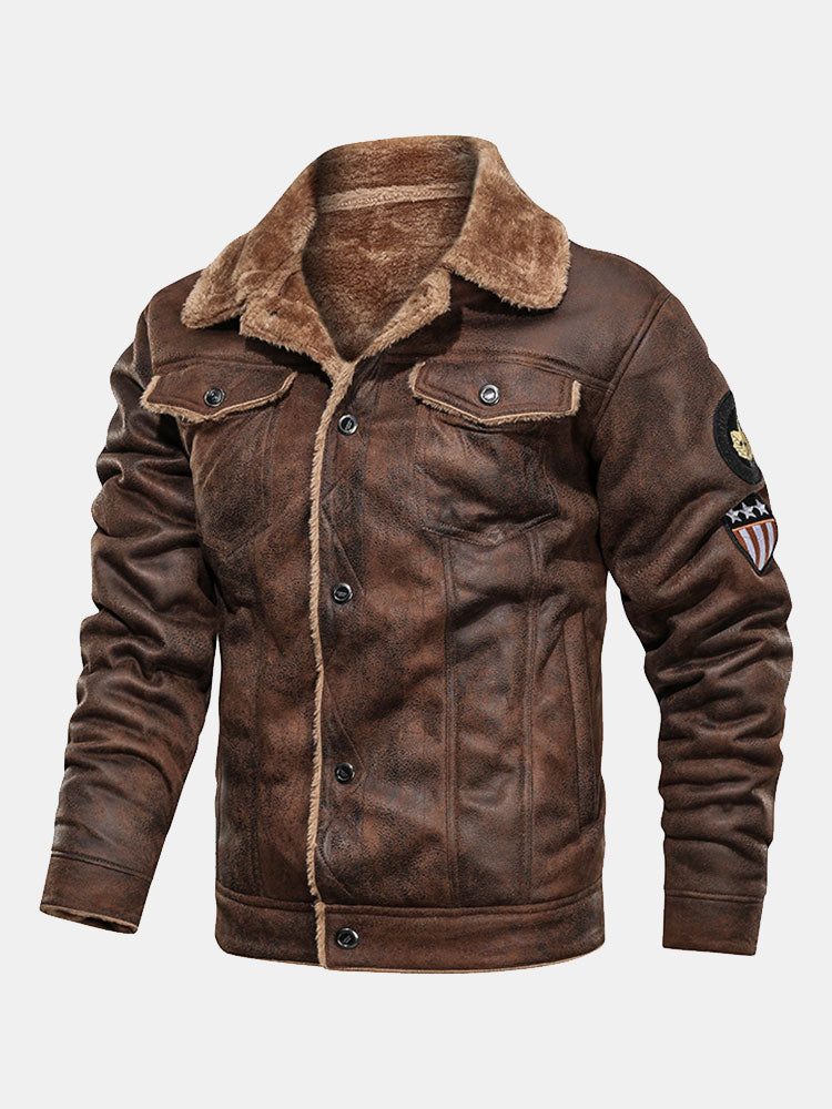 Men's Faux Suede Jacket with Faux Fur Lining