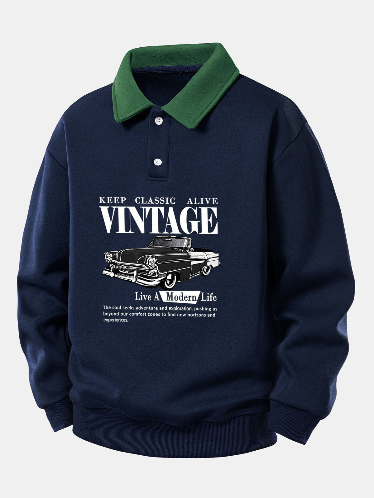 Men's Relaxed Fit Printed Polo Sweatshirt