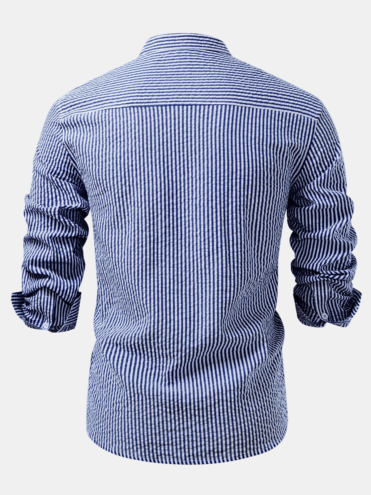 Men's Lightweight Stand Collar Co-Ord – Seersucker Shirt