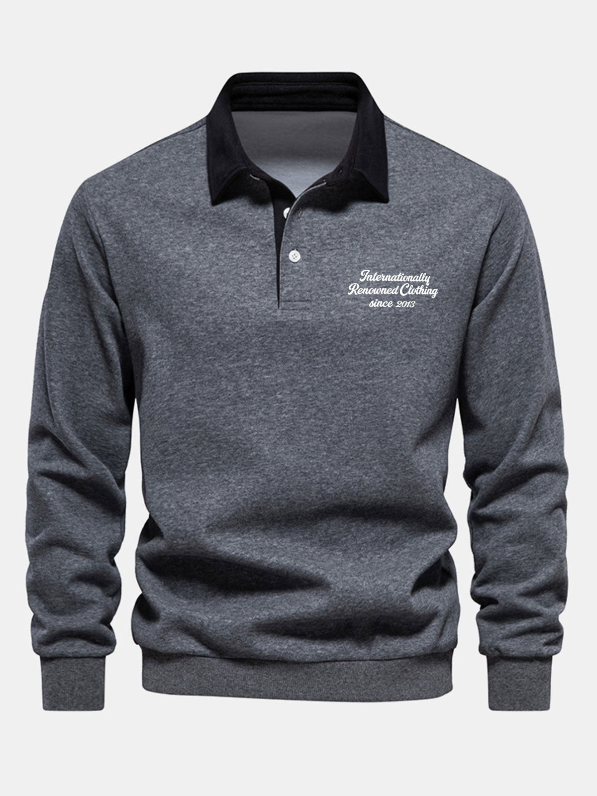 Men's Cotton Blend Polo Collar Sweatshirt