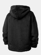 Men's Hooded Teddy Fleece Jacket – Soft Plush Button-Up Winter Outerwear