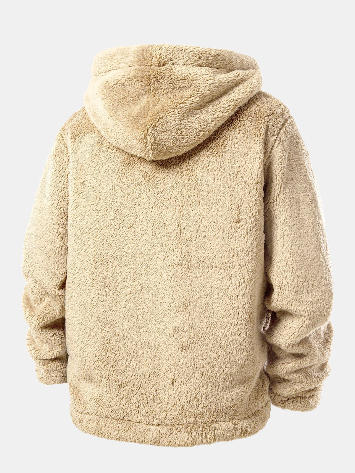 Men's Hooded Teddy Fleece Jacket – Soft Plush Button-Up Winter Outerwear