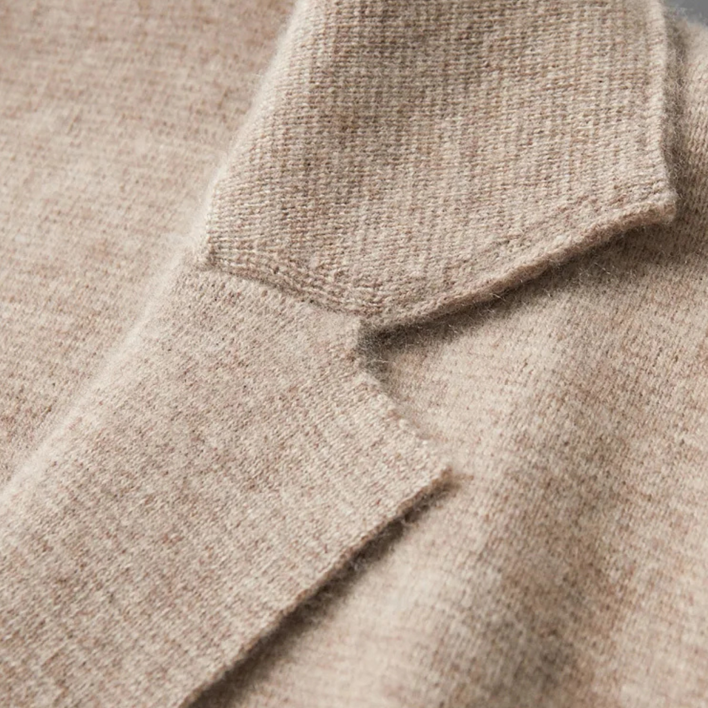 Men's Soft Wool-Blend Knit Cardigan with Suit Collar