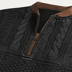 Men's Patterned Half-Zip Jumper with Elbow Patches