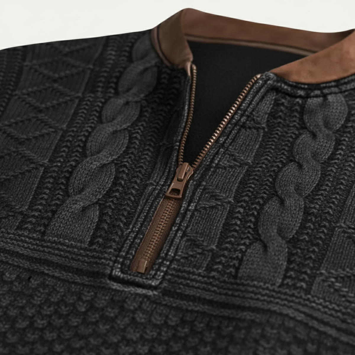 Men's Patterned Half-Zip Jumper with Elbow Patches