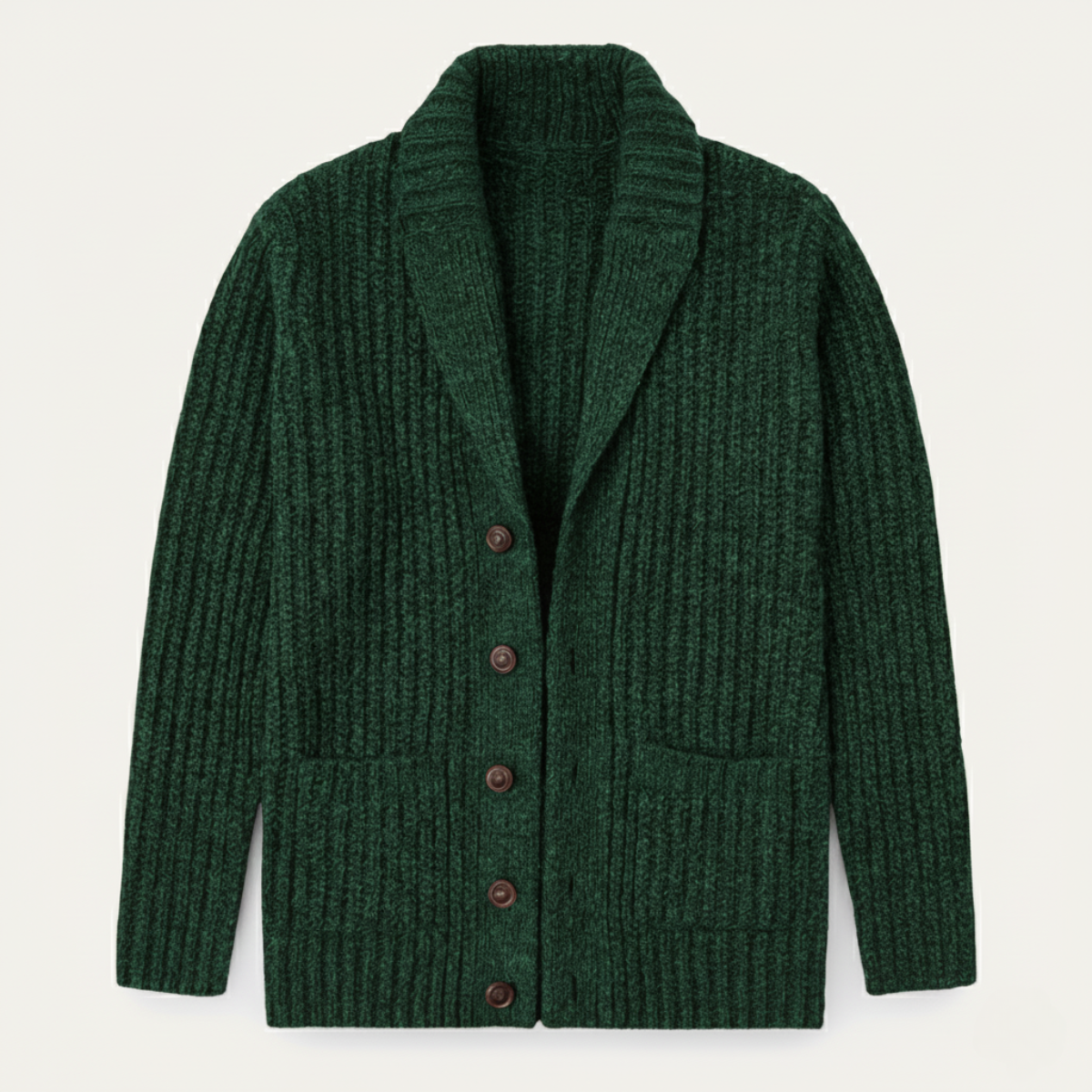 Men's Chunky Cable-Knit Shawl-Collar Cardigan