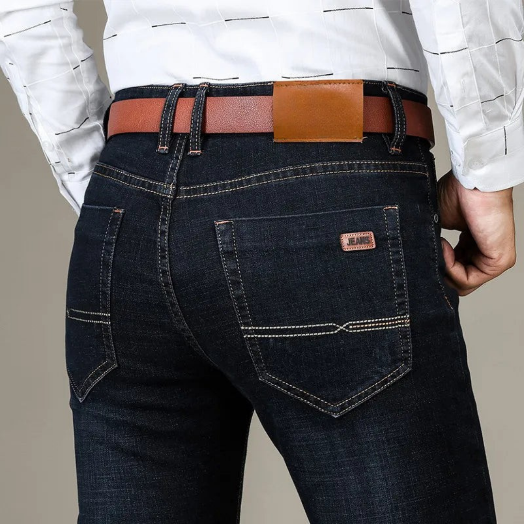 Men's Slim-Fit Stretch Jeans – Dark-Wash Denim Trousers