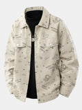 Men's Printed Corduroy Jacket with Snap Buttons