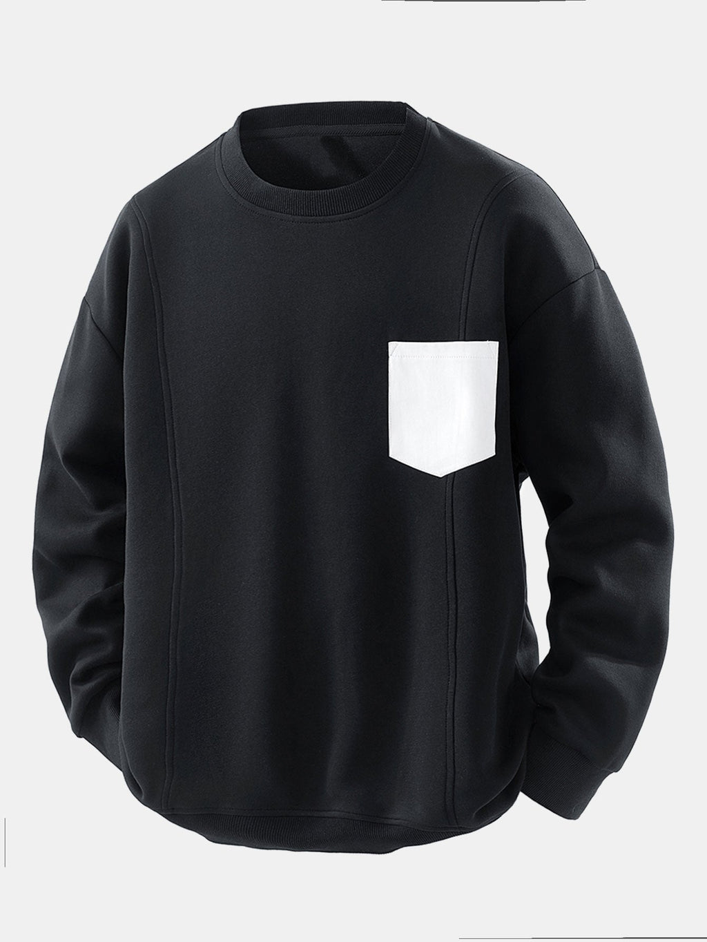 Men's Contrast Chest Pocket Crew Neck Sweatshirt