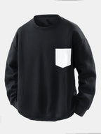 Men's Contrast Chest Pocket Crew Neck Sweatshirt
