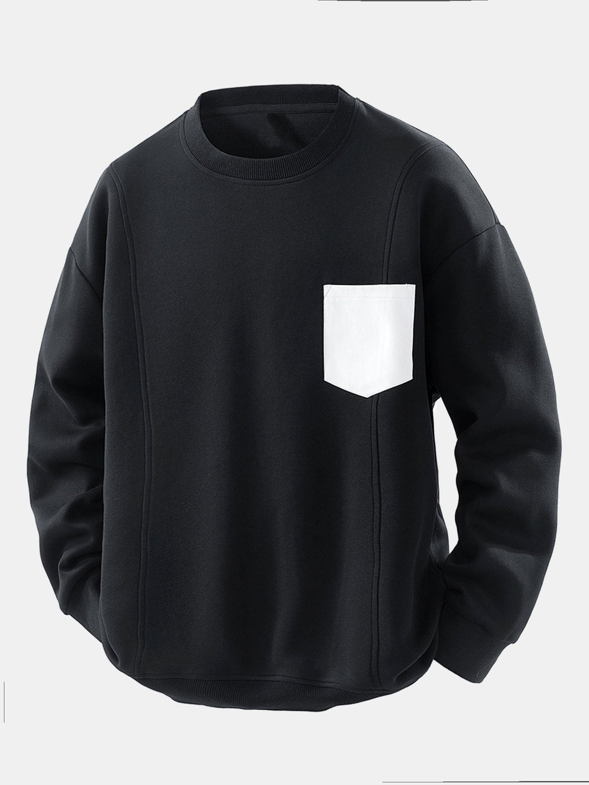 Men's Contrast Chest Pocket Crew Neck Sweatshirt