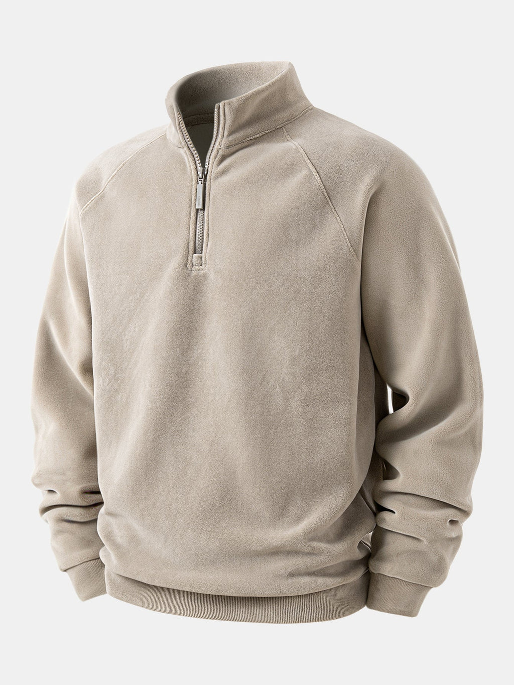 Men's Polar Fleece Quarter Zip Sweatshirt with Stand Collar