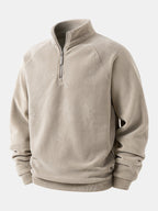 Men's Polar Fleece Quarter Zip Sweatshirt with Stand Collar