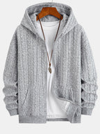 Men's Textured Zip Hoodie Tracksuit – Jacquard Straight-Leg Set