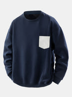 Men's Contrast Chest Pocket Crew Neck Sweatshirt