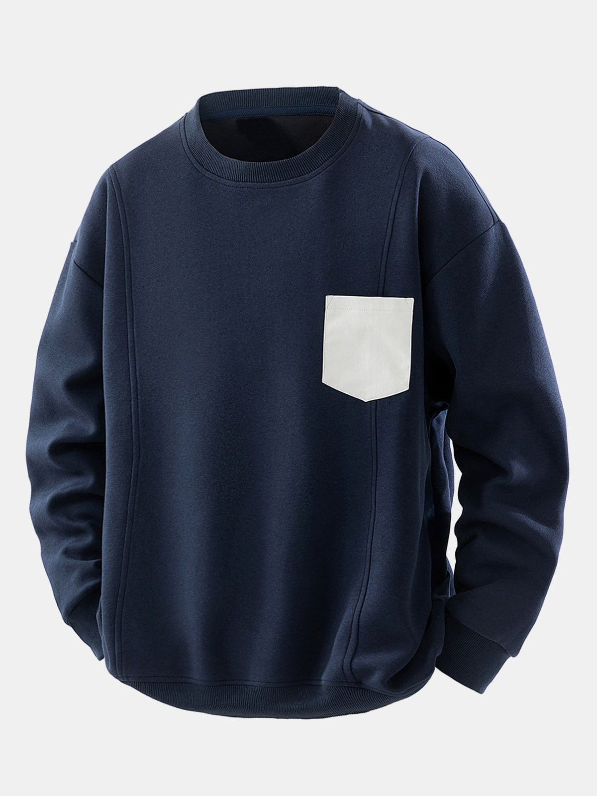 Men's Contrast Chest Pocket Crew Neck Sweatshirt