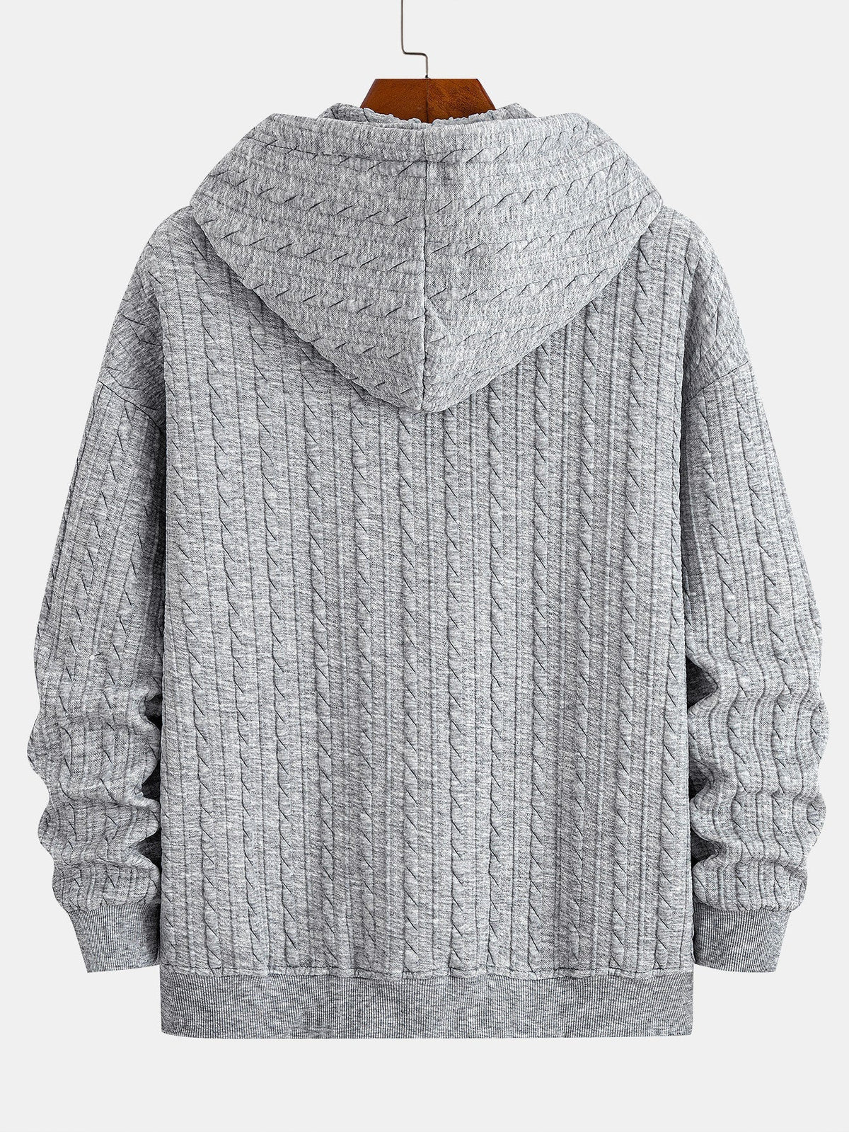 Men's Textured Zip Hoodie Tracksuit – Jacquard Straight-Leg Set