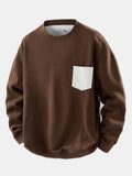 Men's Contrast Chest Pocket Crew Neck Sweatshirt