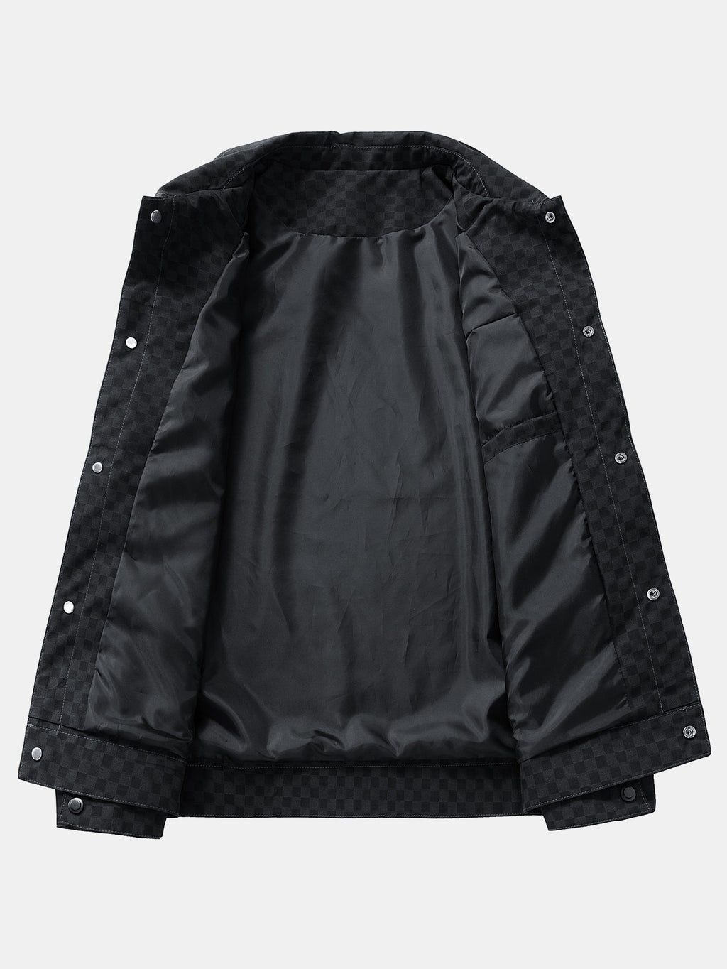 Men's Checkerboard Trucker Jacket with Chest Pockets