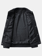 Men's Checkerboard Trucker Jacket with Chest Pockets