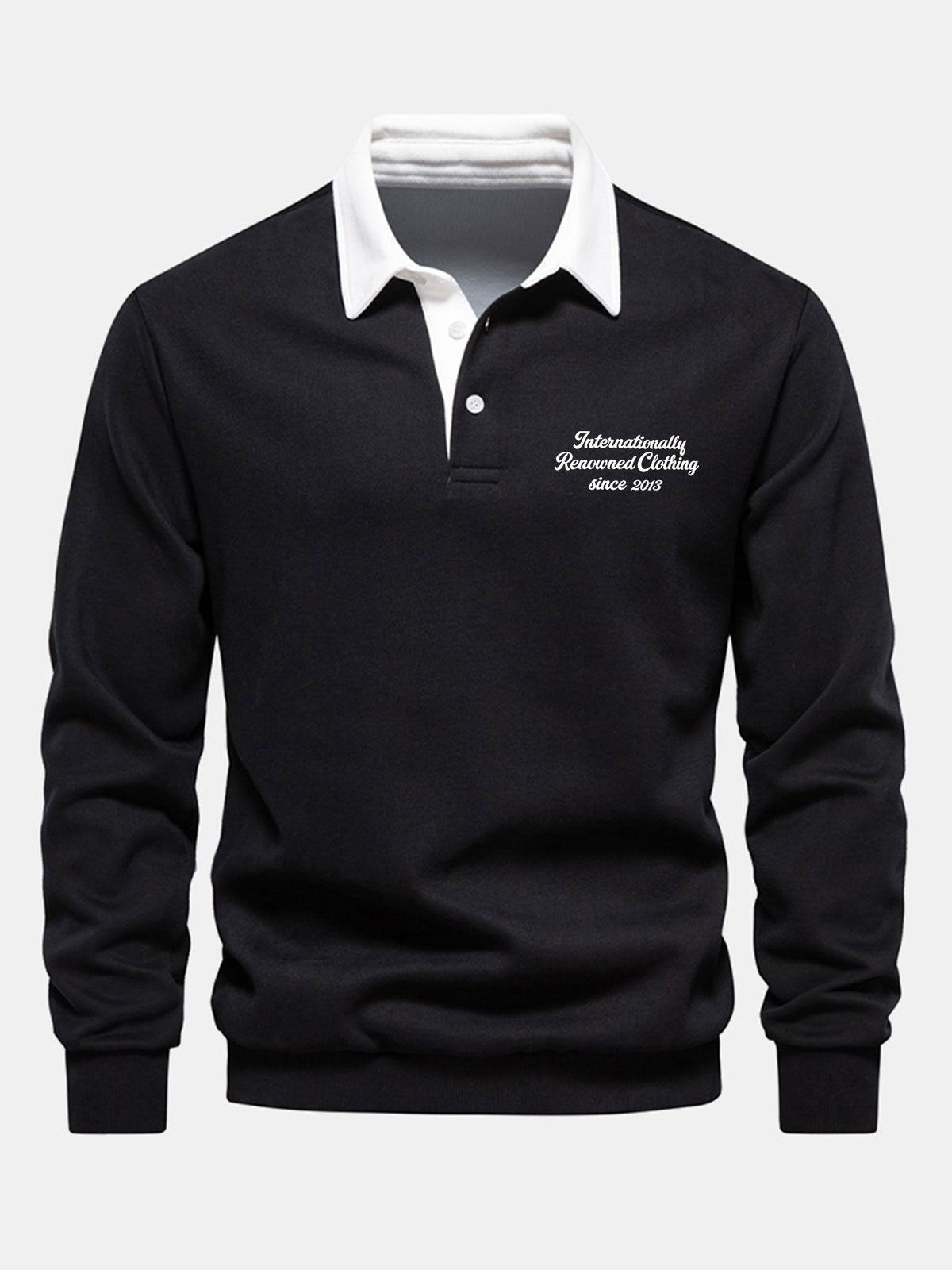 Men's Cotton Blend Polo Collar Sweatshirt