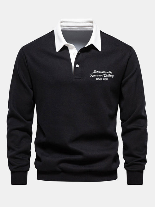 Men's Cotton Blend Polo Collar Sweatshirt