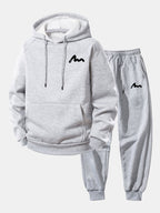 Men's Printed Hoodie Tracksuit – Relaxed Polyester Jogger Set