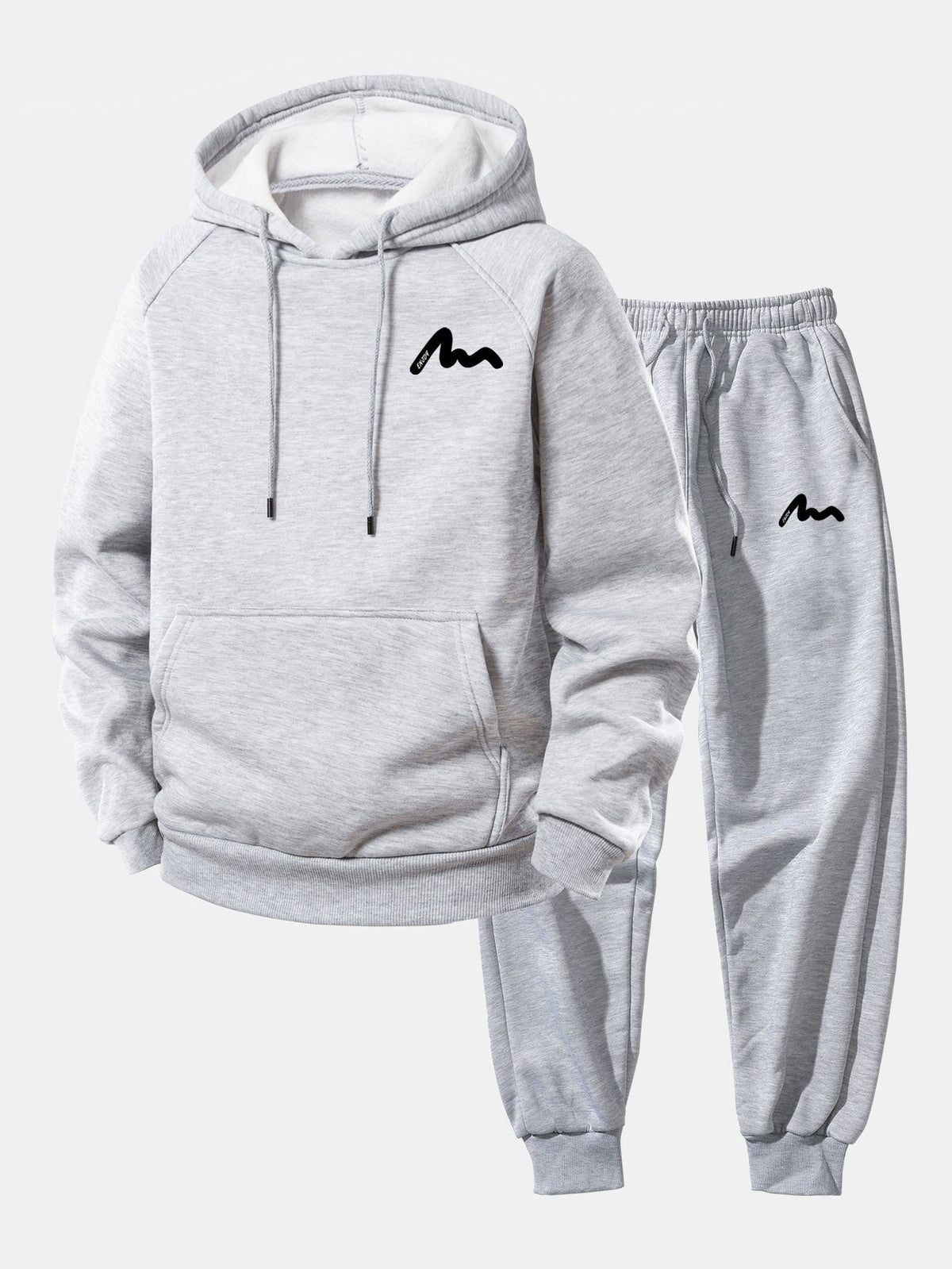 Men's Printed Hoodie Tracksuit – Relaxed Polyester Jogger Set