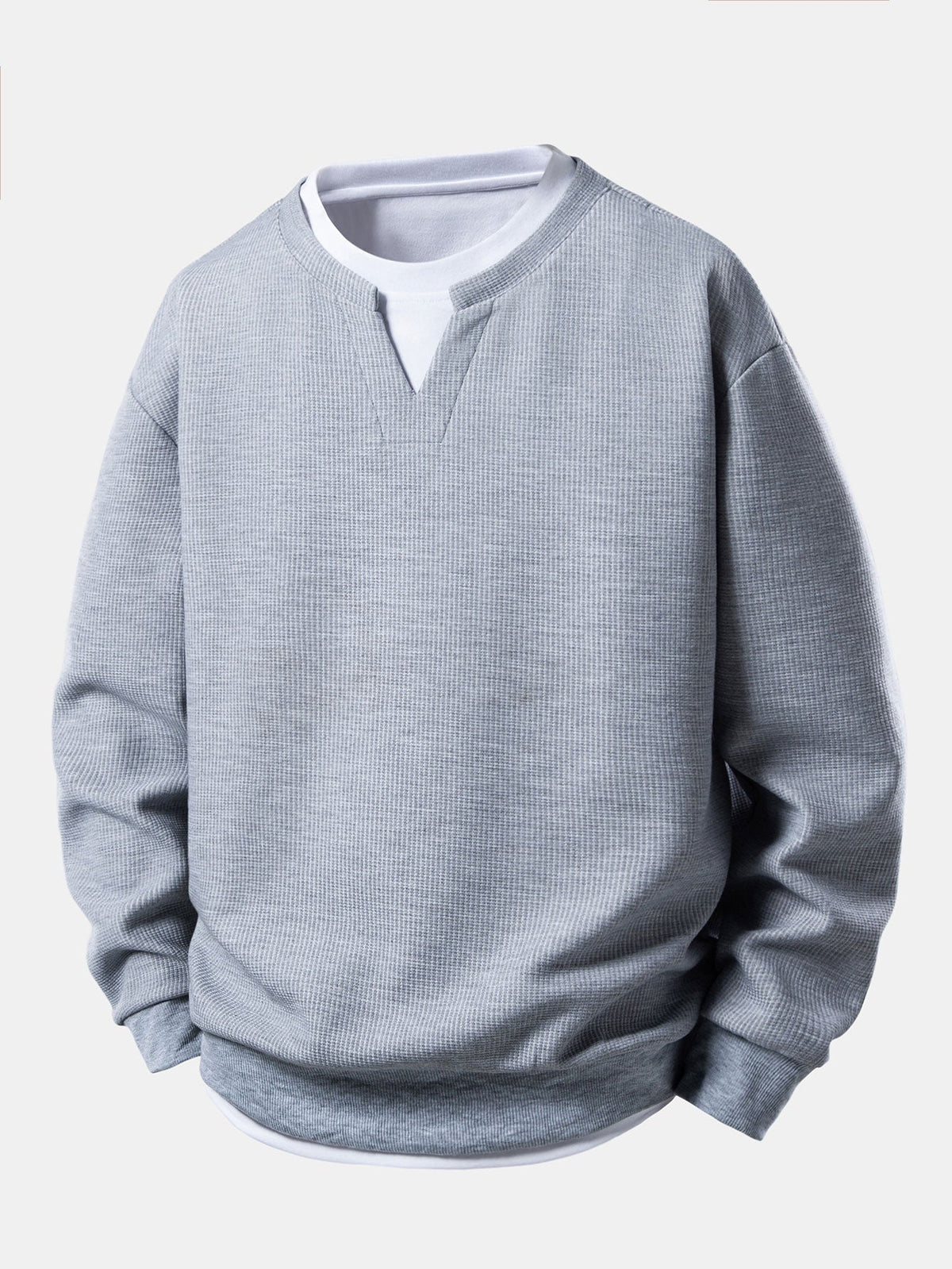 Men's Waffle Textured Layered Sweatshirt