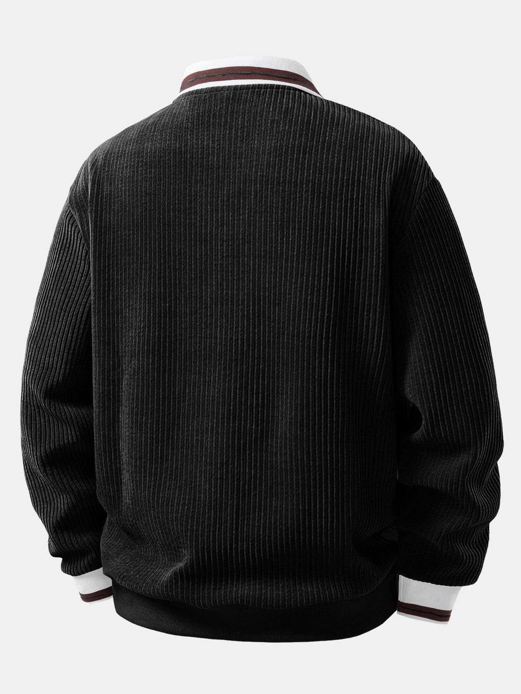 Men's Ribbed Polo Sweatshirt with Open Johnny Collar