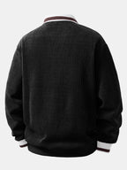Men's Ribbed Polo Sweatshirt with Open Johnny Collar