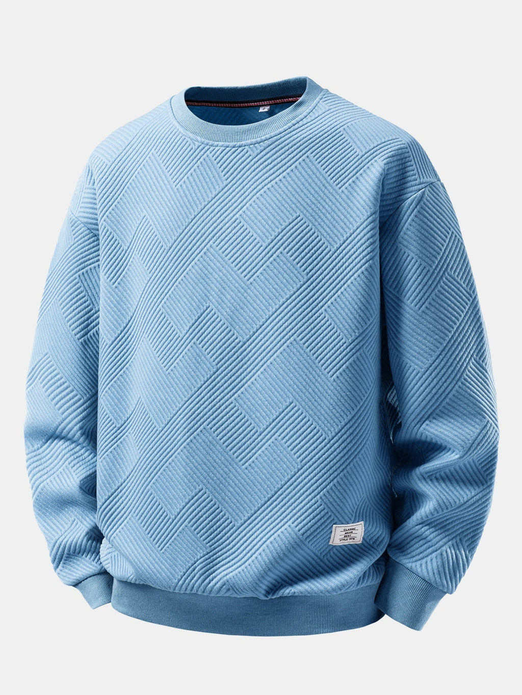 Men's Geometric Textured Crew Neck Sweatshirt