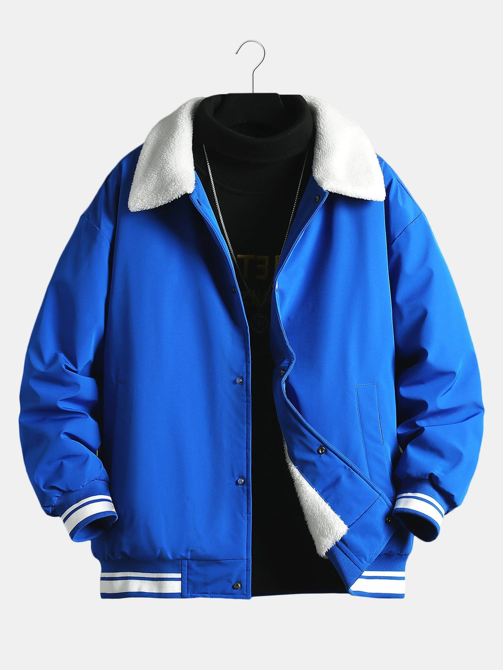 Men's Teddy-Lined Baseball Bomber Jacket