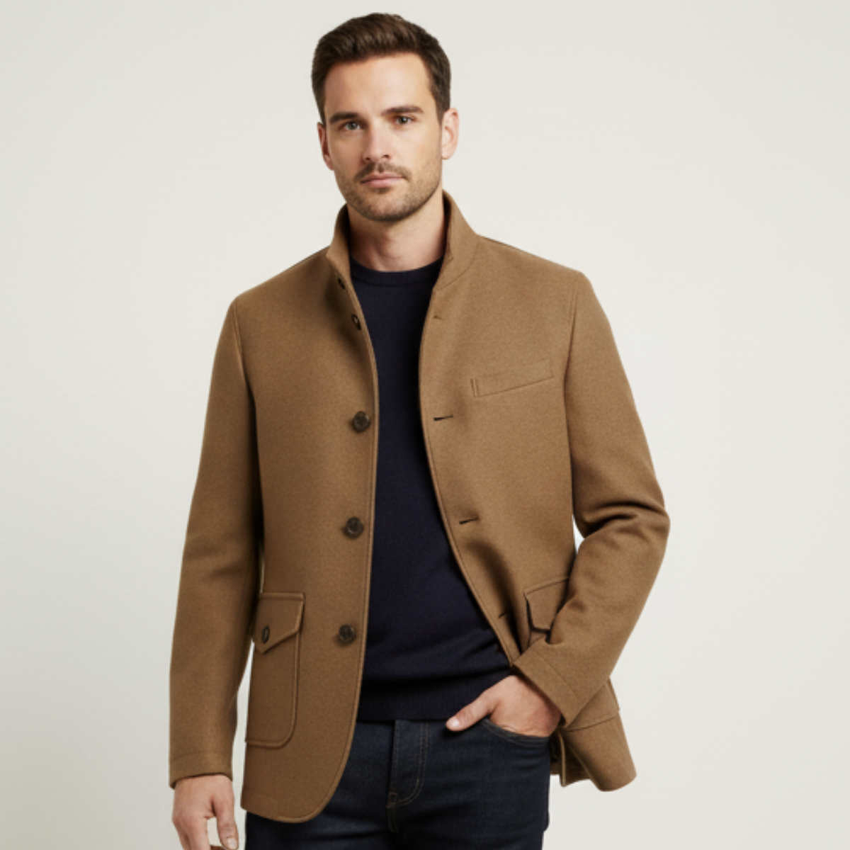 Men's Smart Tailored Wool-Blend Overcoat – Three Colours