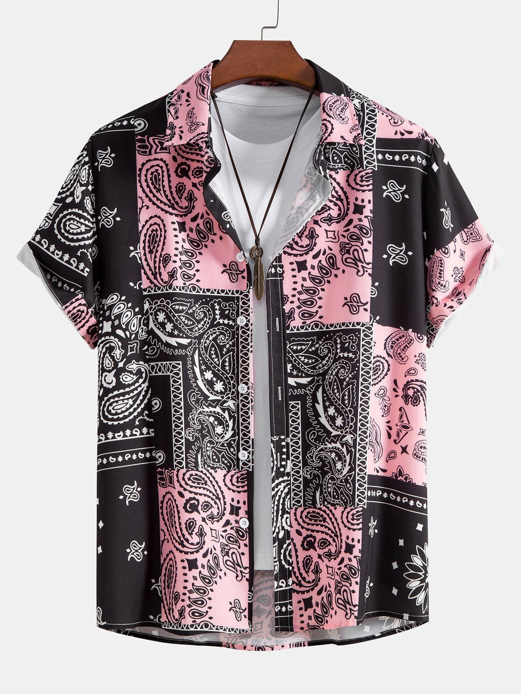 Men's Paisley Print Shirt with Button Placket