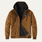 Men's Fleece-Lined Hooded Jacket – Drawstring Hood, Ribbed Cuffs