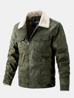 Men's Teddy-Lined Faux Suede Jacket – Warm Winter Zip-Up Outerwear