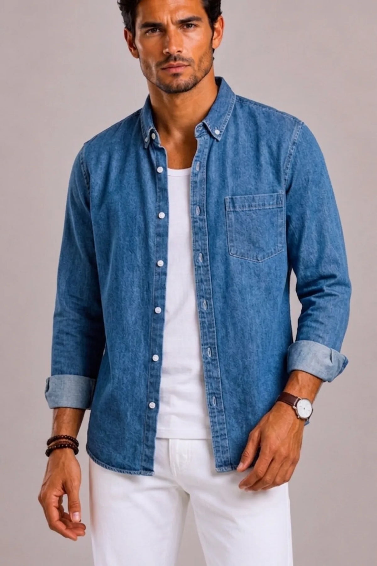 Men's Denim Shirt Long-sleeve