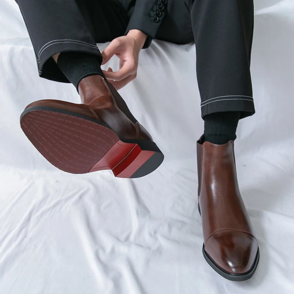 Men's Chelsea Boots – Elastic Side Panels, Red Sole