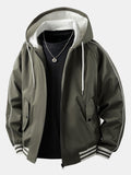 Men's Relaxed Hooded Bomber Jacket – Contrast Lined Zip-Up Outerwear