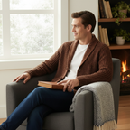 Men's Chunky Cable-Knit Shawl-Collar Cardigan