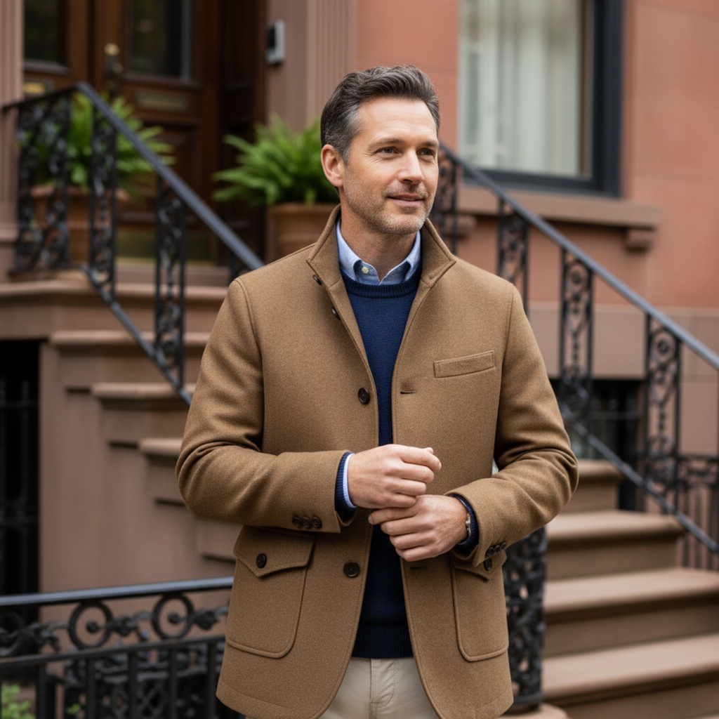 Men's Smart Tailored Wool-Blend Overcoat – Three Colours